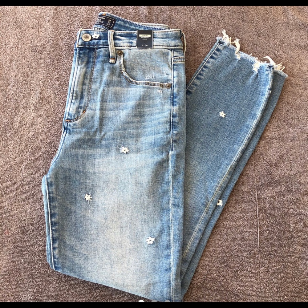Abercrombie and Fitch floral blue jeans